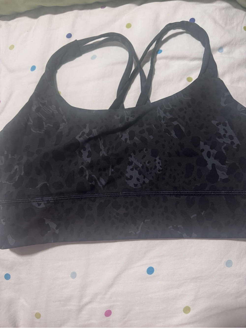 lululemon athletica Black Leopard-Print Strappy Sports Bra